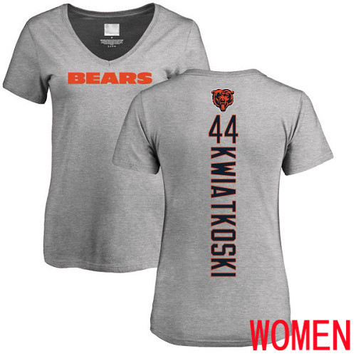 Chicago Bears Ash Women Nick Kwiatkoski Backer V-Neck NFL Football #44 T Shirt->nfl t-shirts->Sports Accessory